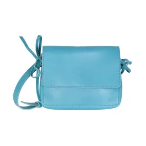 NEW IL BISONTE WOMEN'S SOFFIETTO COLLECTION CROSSBODY BAG IN TURQUOISE LEATHER