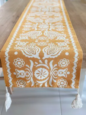 Ochre Blossom Jacquard Table Runner