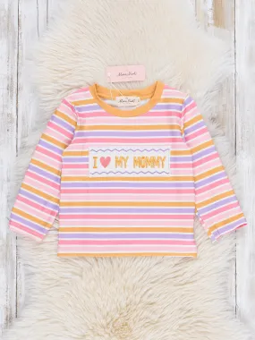 Pink & Purple Stripes Smocked Mommy Love Shirt