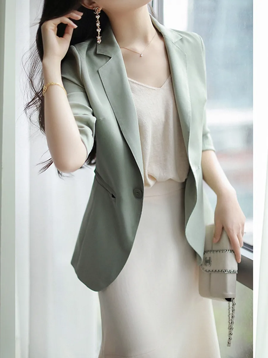 Plus Size 3/4 Sleeve Blazer