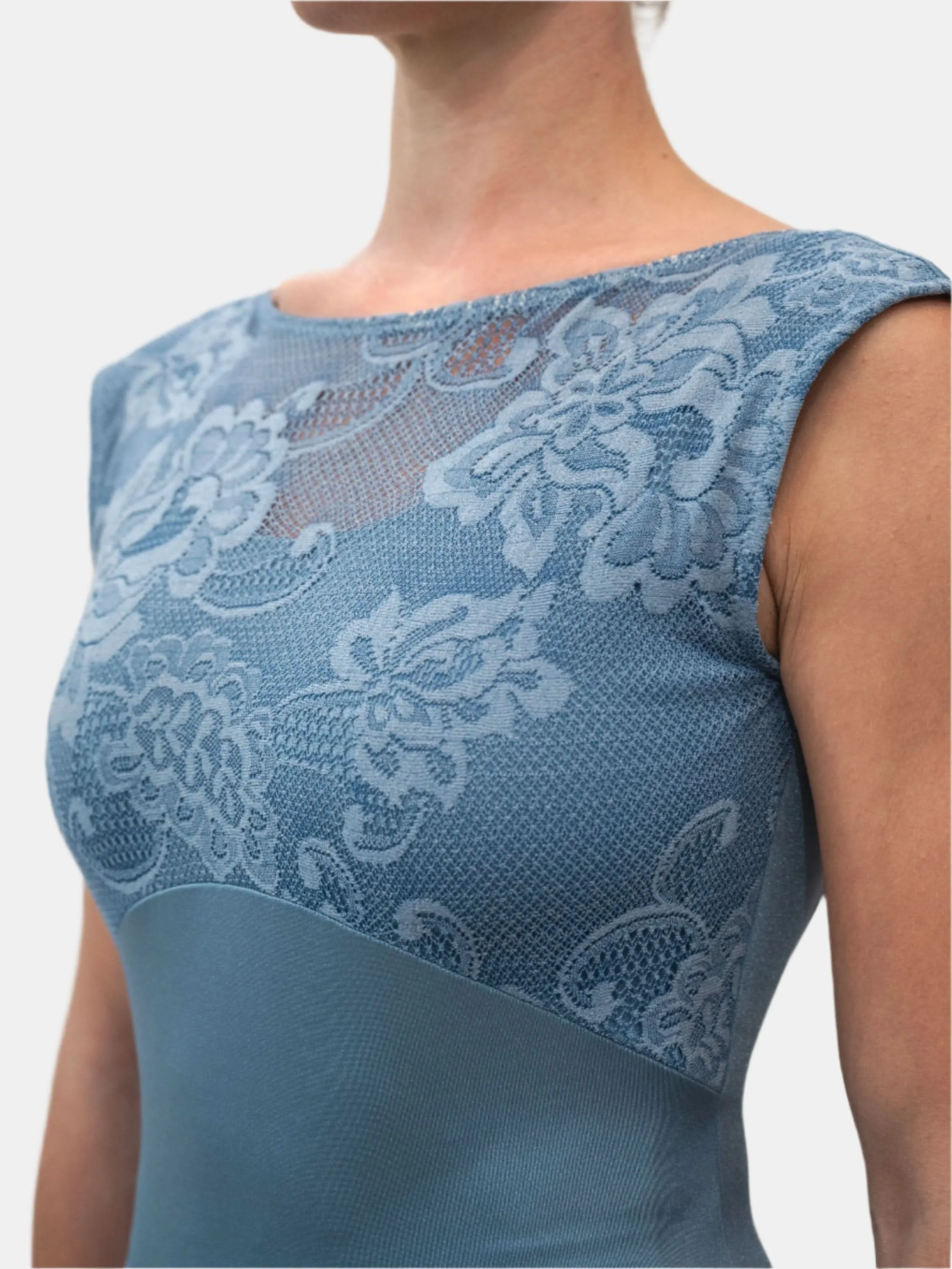 Powder Blue Lace Dance Tank Leotard MP756