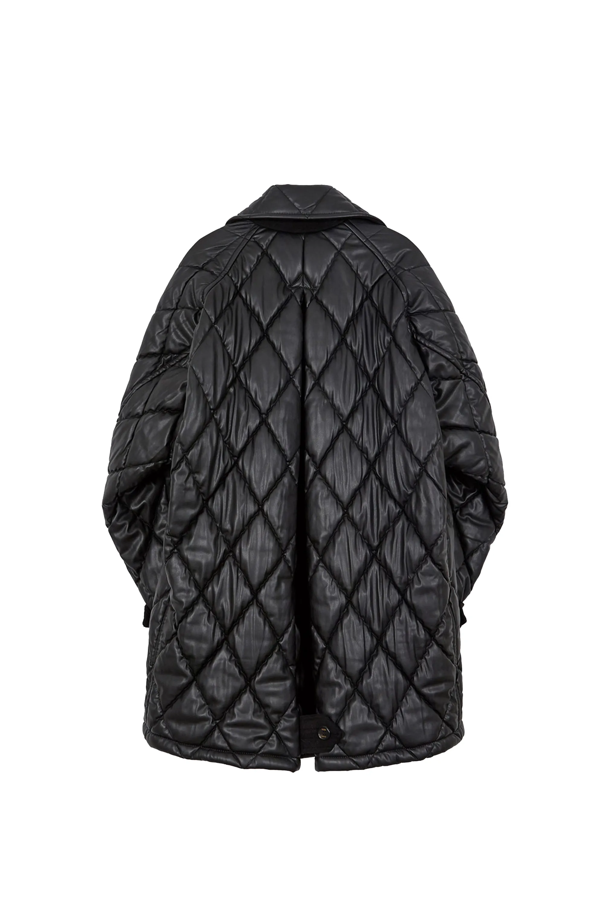 QUILTED PEA COAT / BLK