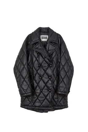 QUILTED PEA COAT / BLK