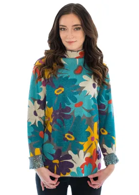 Reversible mock neck oversized floral