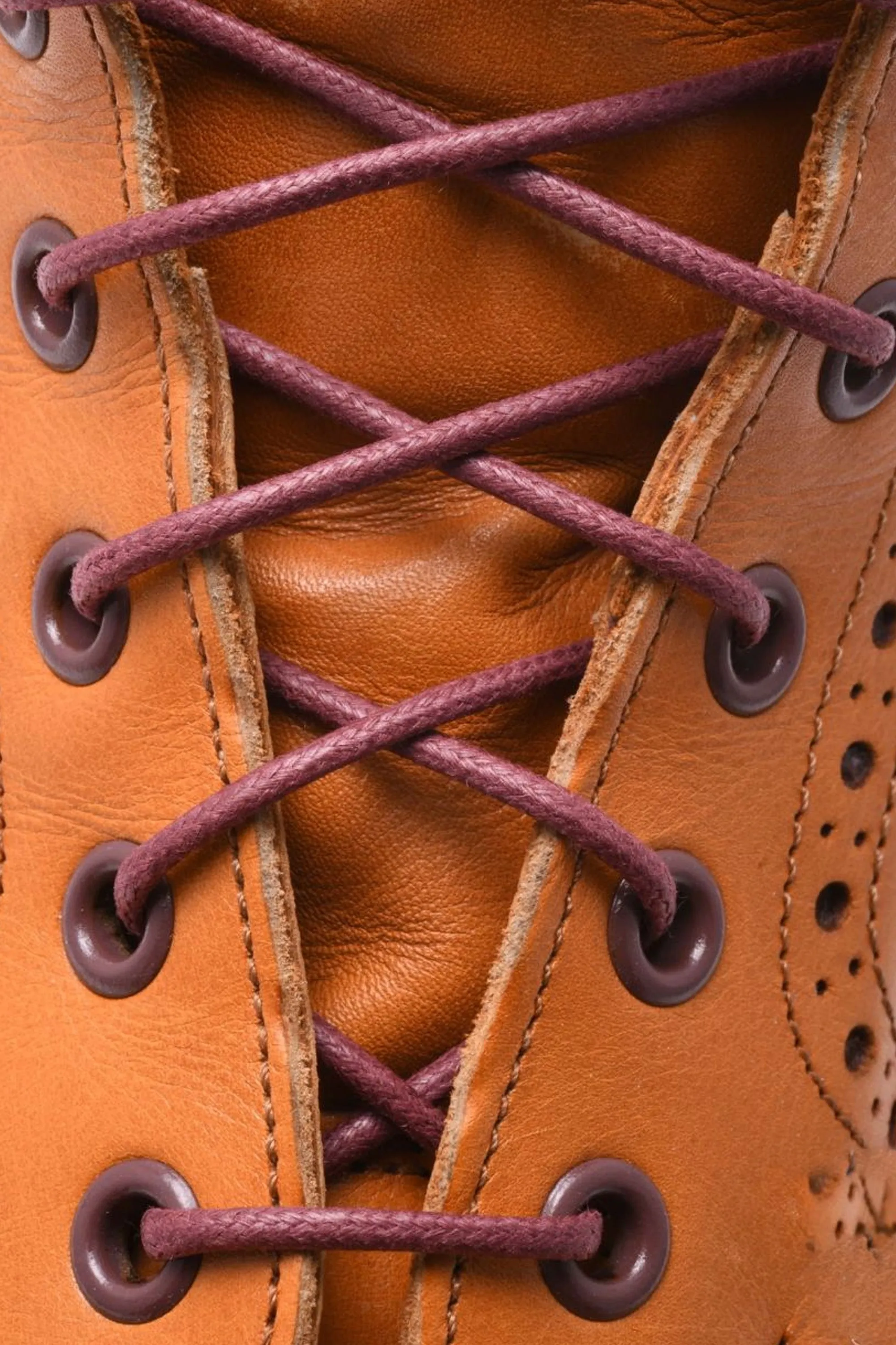 Round Burgundy Waxed Cotton Bootlaces