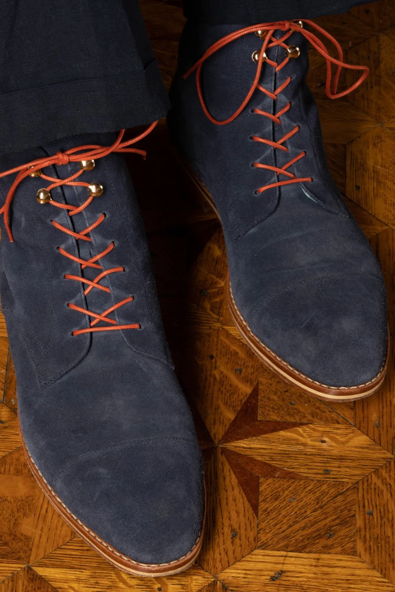 Round Copper Orange Waxed Cotton Bootlaces