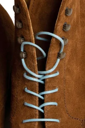 Round Light Blue Waxed Cotton Bootlaces