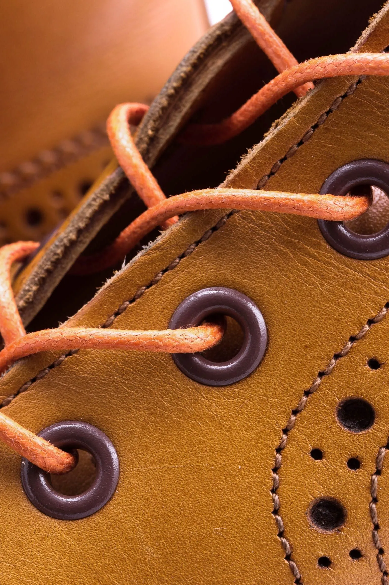 Round Orange Waxed Cotton Bootlaces