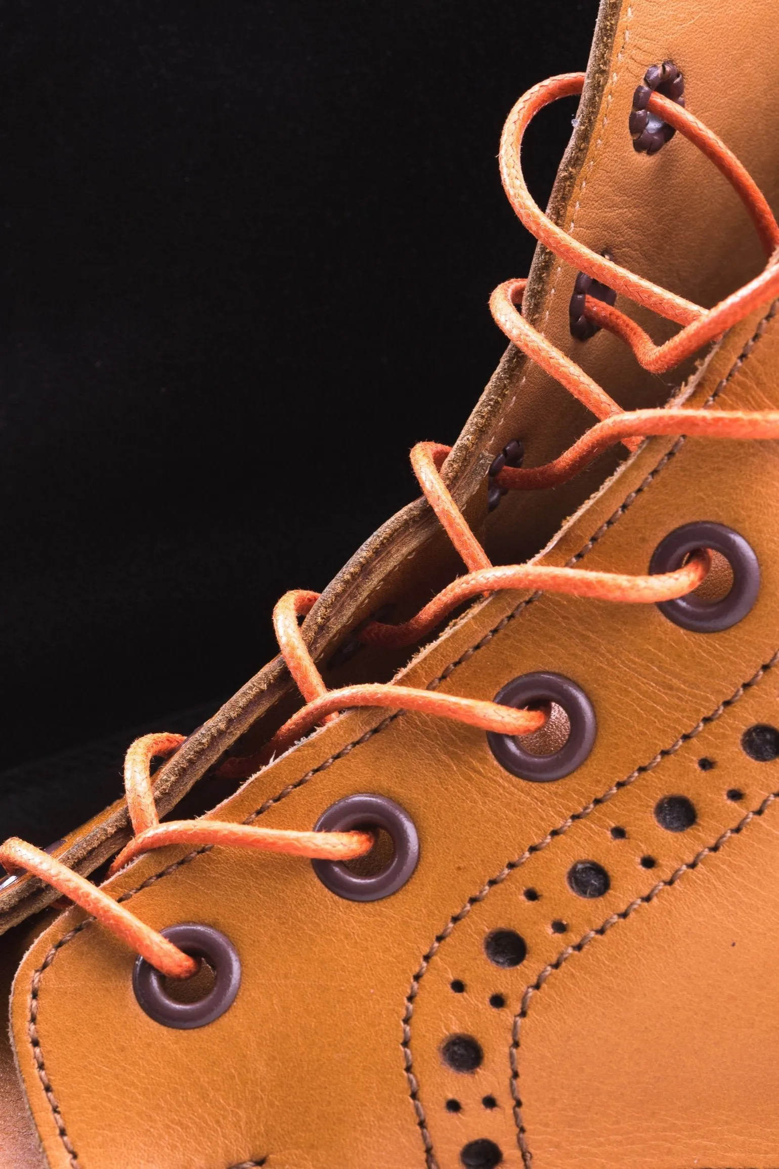 Round Orange Waxed Cotton Bootlaces