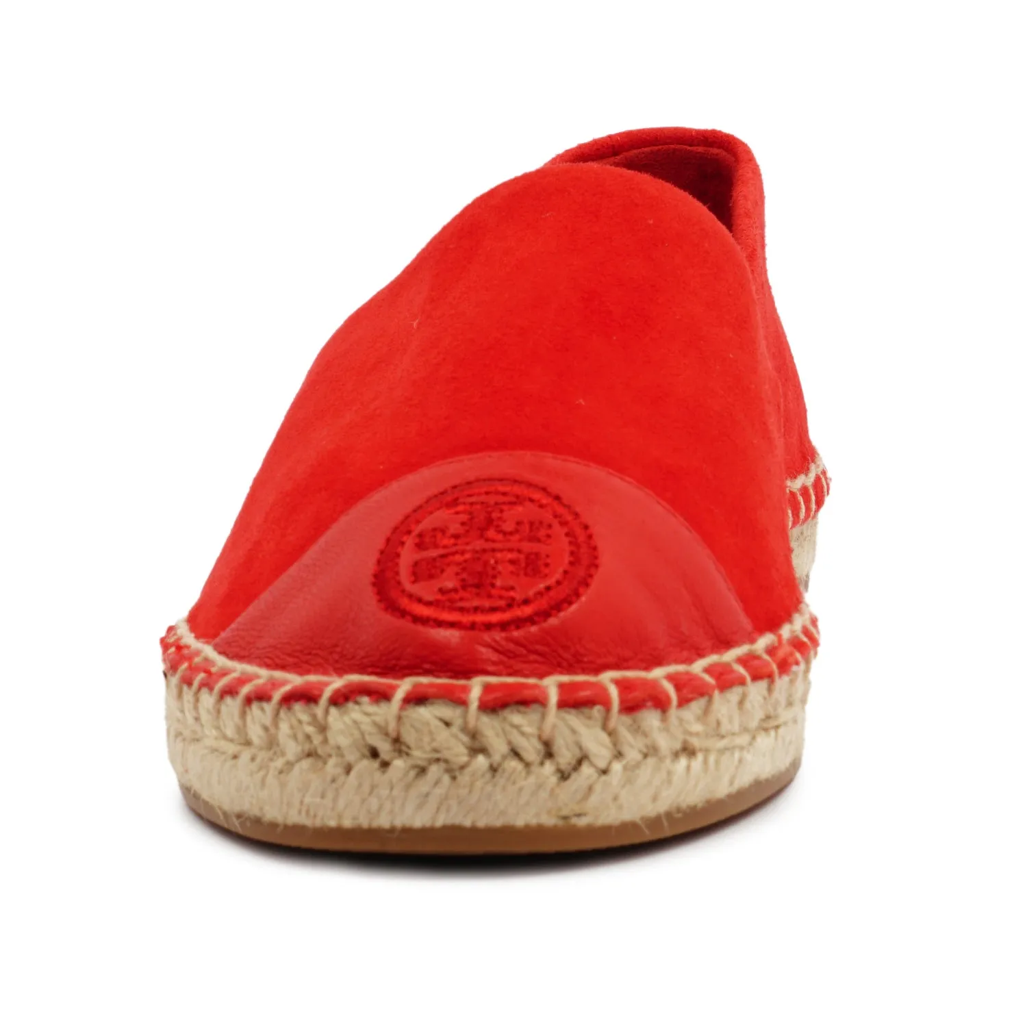 TORY BURCH COLOR BLOCK FLAT ESPADRILLE IN RED