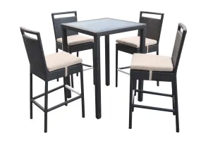 Tropez Outdoor Patio Wicker Bar Set (Table with 4 barstools)