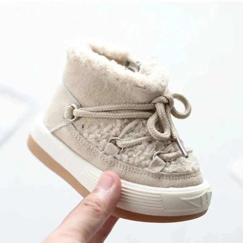 TSS125 Children's Casual Shoes - Lamb Wool Patchwork Toddler Boots