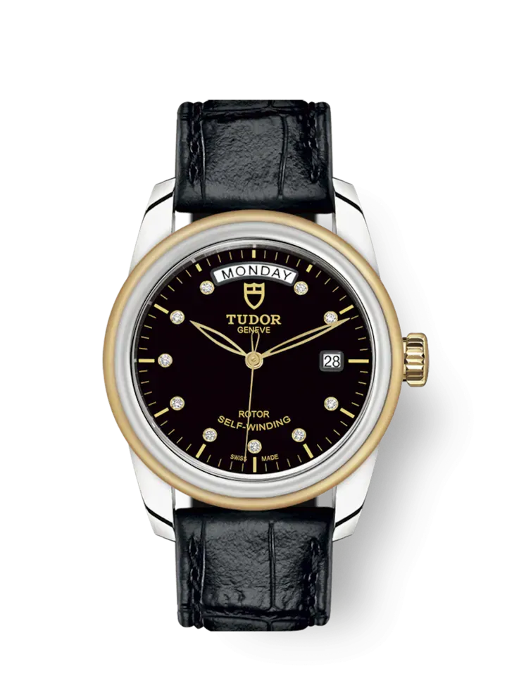 Tudor Glamour Date Day, Stainless Steel and 18k Yellow Gold with Diamond-set, 39mm, Ref# M56003-0045