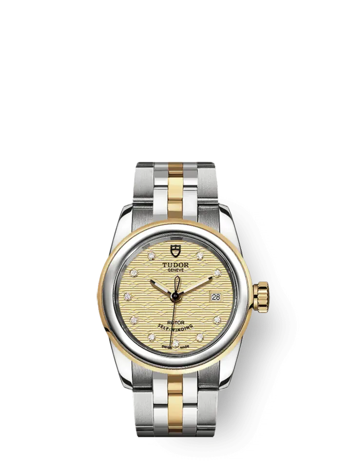 Tudor Glamour Date, Stainless Steel and 18k Yellow Gold with Diamond-set, 26mm, Ref# M51003-0005