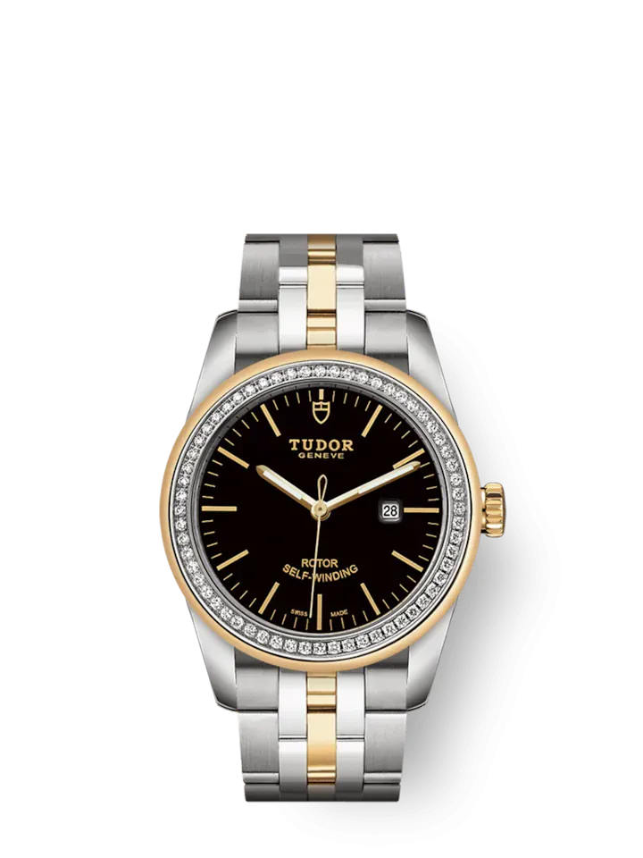 Tudor Glamour Date, Stainless Steel and 18k Yellow Gold with Diamond-set, 31mm, Ref# M53023-0064