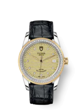 Tudor Glamour Date, Stainless Steel and 18k Yellow Gold with Diamond-set dial and Diamond-set bezel, 36mm, Ref# M55023-0052