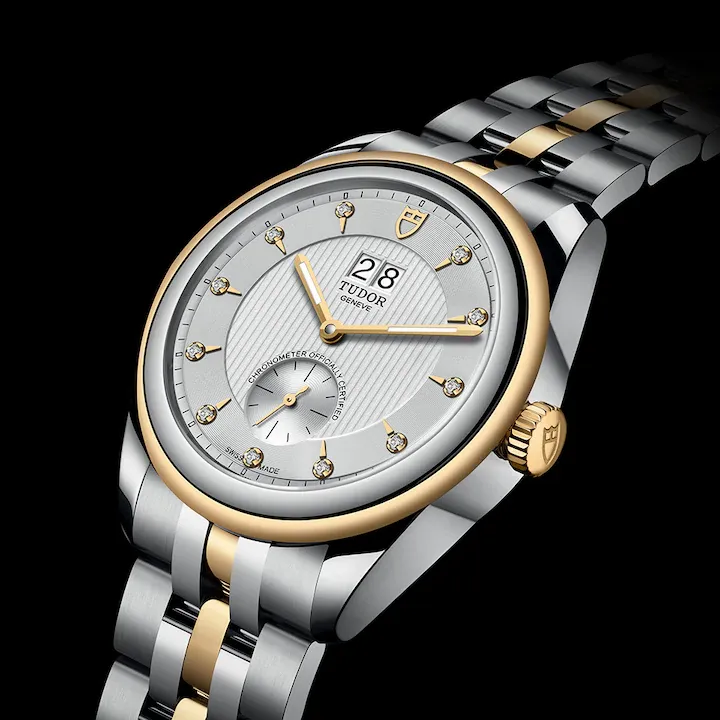 Tudor Glamour Double Date, Stainless Steel and 18k Yellow Gold with Diamond-set, 42mm, Ref# M57103-0005