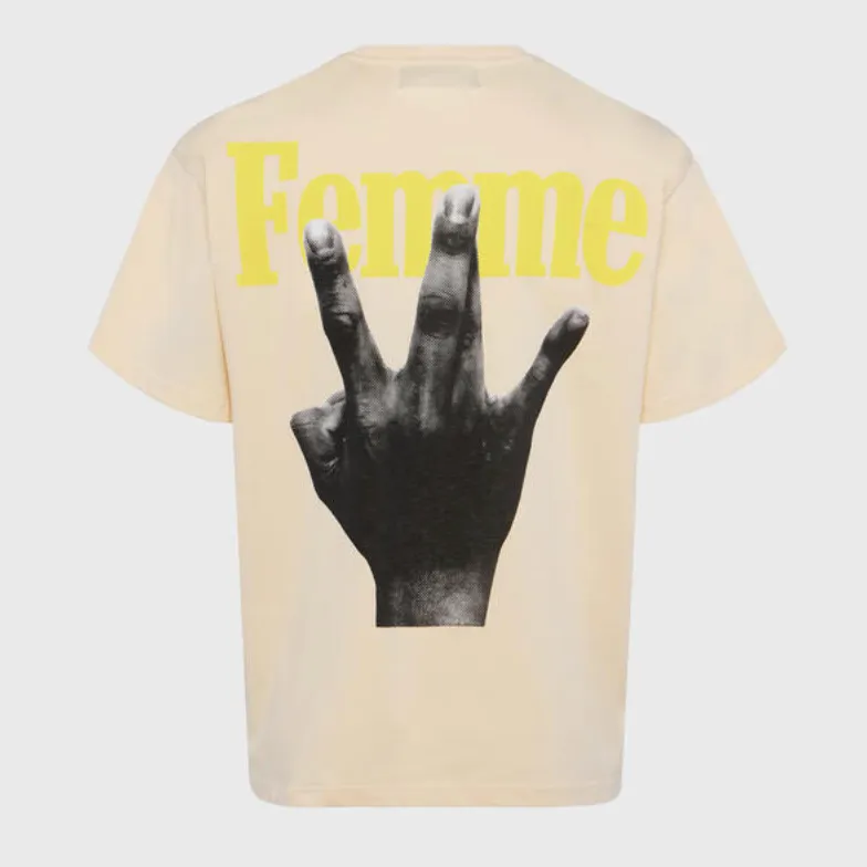 Twisted Fingers Tee Cream with Brown and Yellow