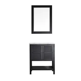 Vinnova Florence 30 Espresso Modern Single Sink Vanity Set w/ Carrara Marble Countertop