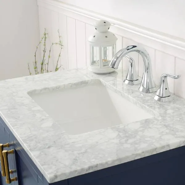 Vinnova Florence 30 Transitional Royal Blue Single Sink Vanity w/ Carrara Marble Countertop