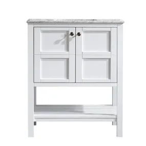 Vinnova Florence 30 Transitional White Single Sink Vanity w/ Carrara Marble Countertop