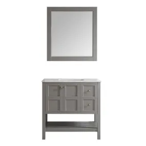 Vinnova Florence 36 Grey Single Sink Vanity Set w/ Carrara White Marble Countertop