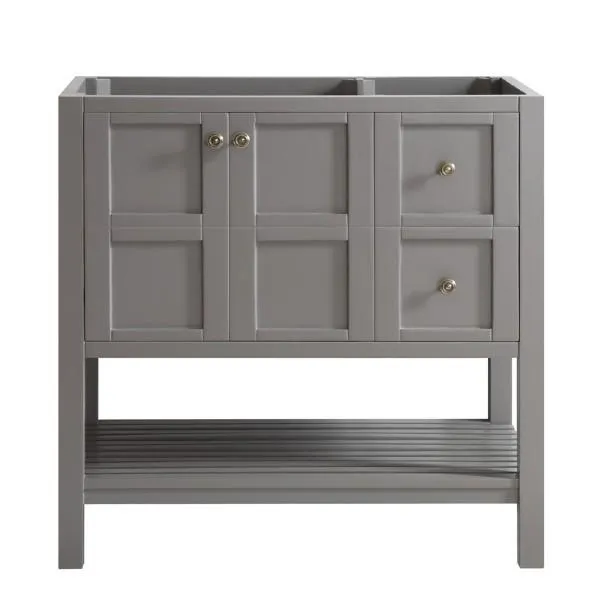 Vinnova Florence 36 Transitional Grey Single Sink Vanity w/ Carrara White Marble Countertop