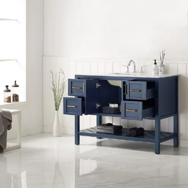 Vinnova Florence 48 Transitional Royal Blue Single Sink Vanity 713048-RB-CA-NM