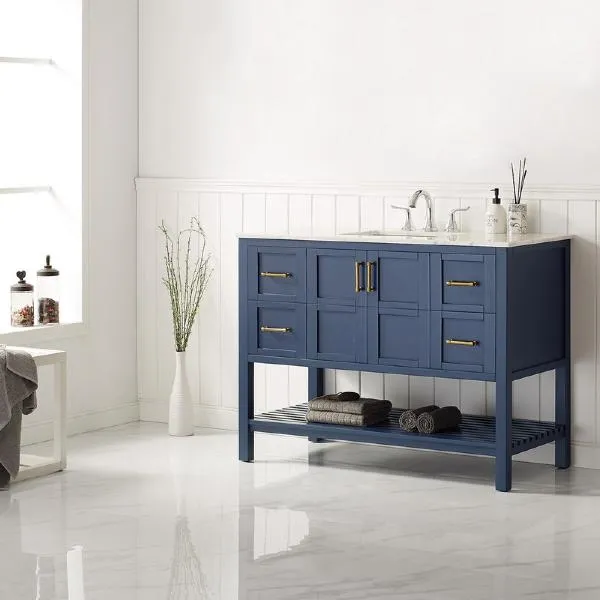 Vinnova Florence 48 Transitional Royal Blue Single Sink Vanity 713048-RB-CA-NM