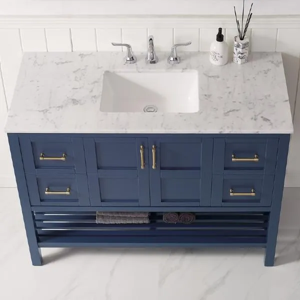 Vinnova Florence 48 Transitional Royal Blue Single Sink Vanity 713048-RB-CA-NM