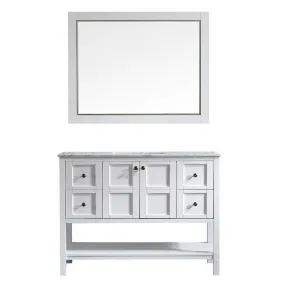 Vinnova Florence 48 Transitional White Single Sink Vanity Set 713048-WH-CA