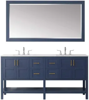 Vinnova Florence 72 Transitional Royal Blue Double Sink Vanity Set 713072-RB-CA