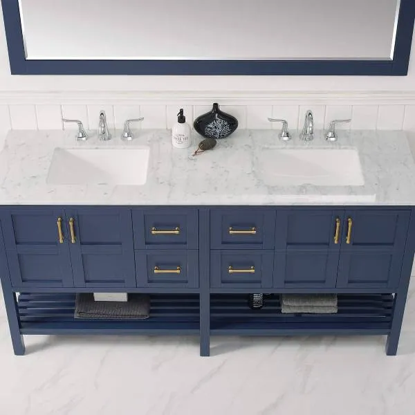 Vinnova Florence 72 Transitional Royal Blue Double Sink Vanity Set 713072-RB-CA