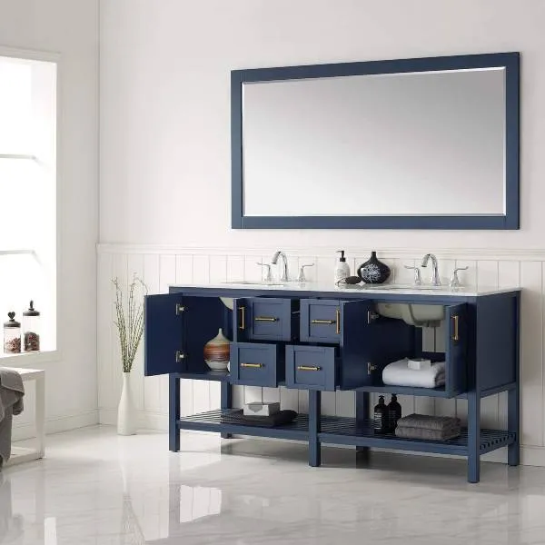 Vinnova Florence 72 Transitional Royal Blue Double Sink Vanity Set 713072-RB-CA