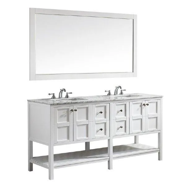 Vinnova Florence 72 Transitional White Double Sink Vanity Set 713072-WH-CA