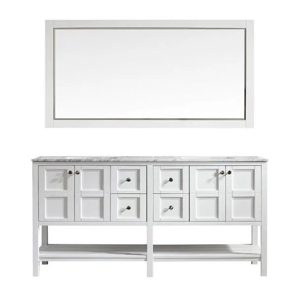 Vinnova Florence 72 Transitional White Double Sink Vanity Set 713072-WH-CA