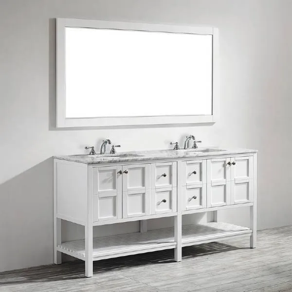 Vinnova Florence 72 Transitional White Double Sink Vanity Set 713072-WH-CA