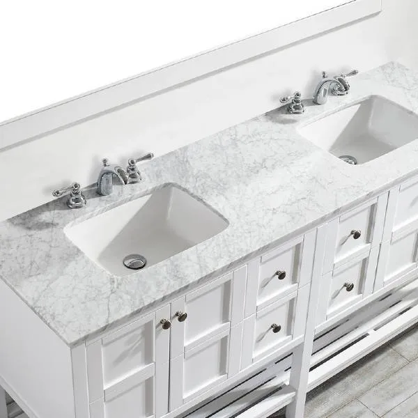 Vinnova Florence 72 Transitional White Double Sink Vanity Set 713072-WH-CA