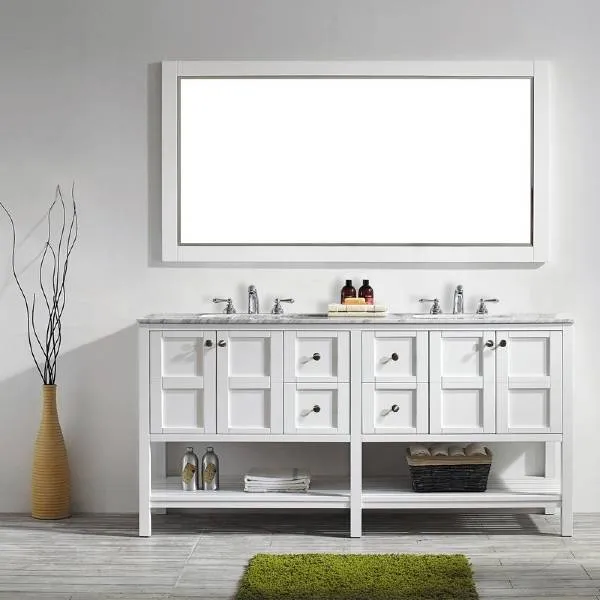 Vinnova Florence 72 Transitional White Double Sink Vanity Set 713072-WH-CA