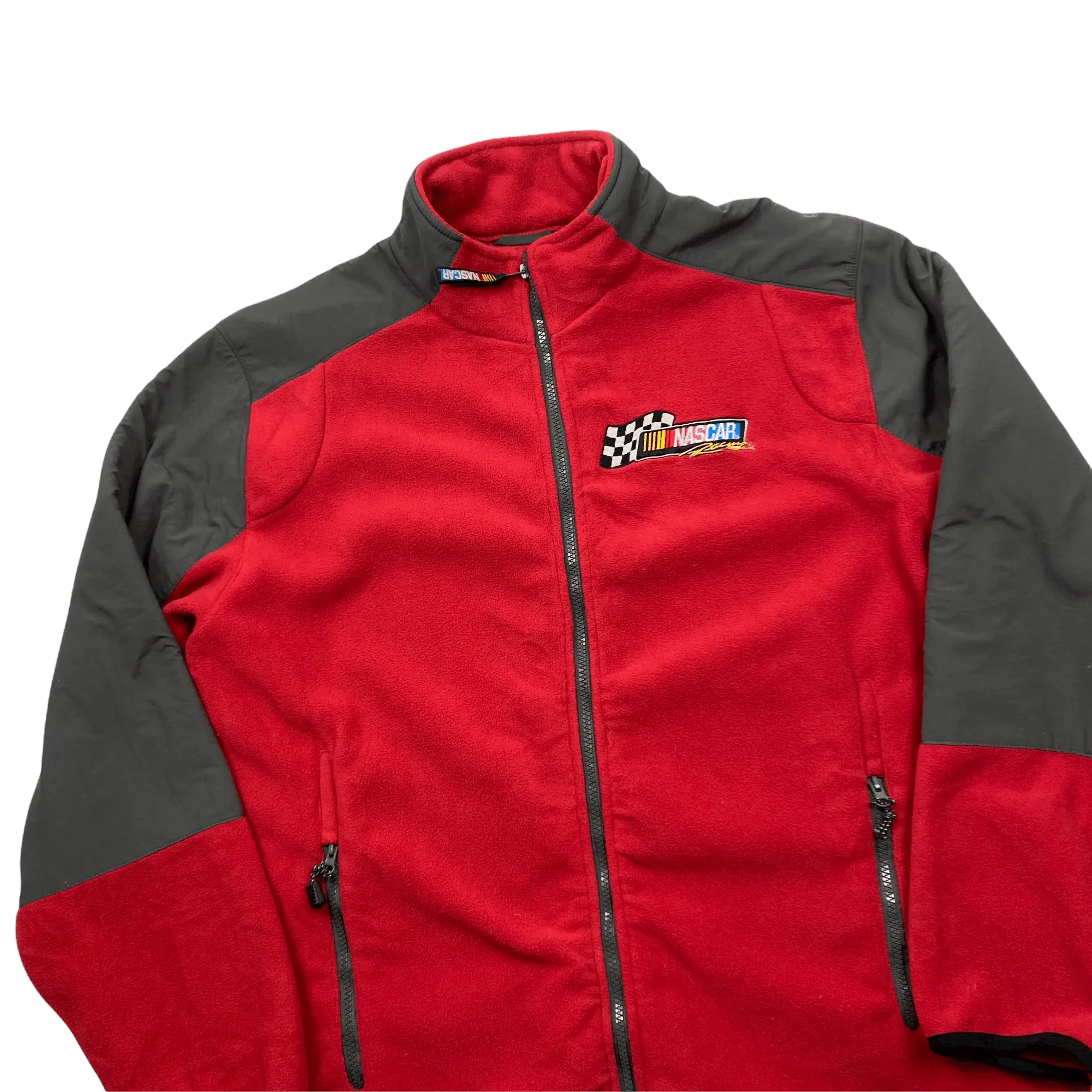 Vintage 90s Red   Grey NASCAR Spell-Out Full Zip Fleece - Extra Large