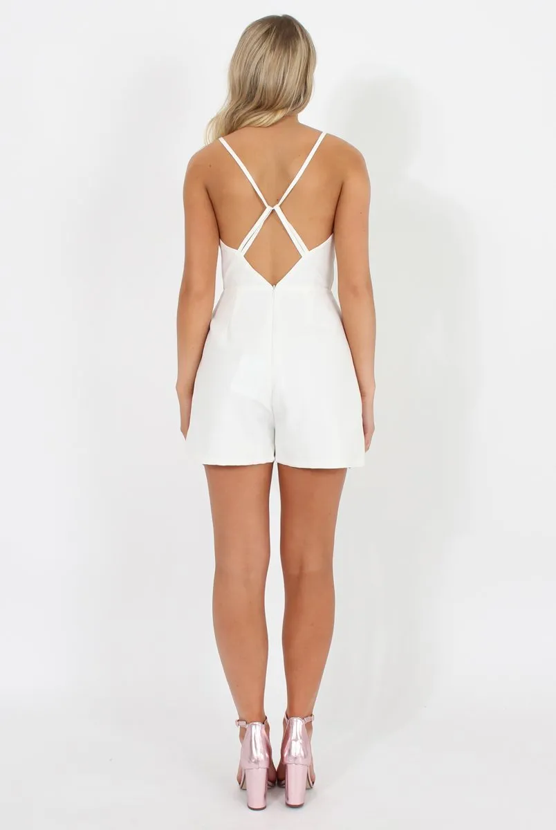 White V Front Playsuit - Tazmin