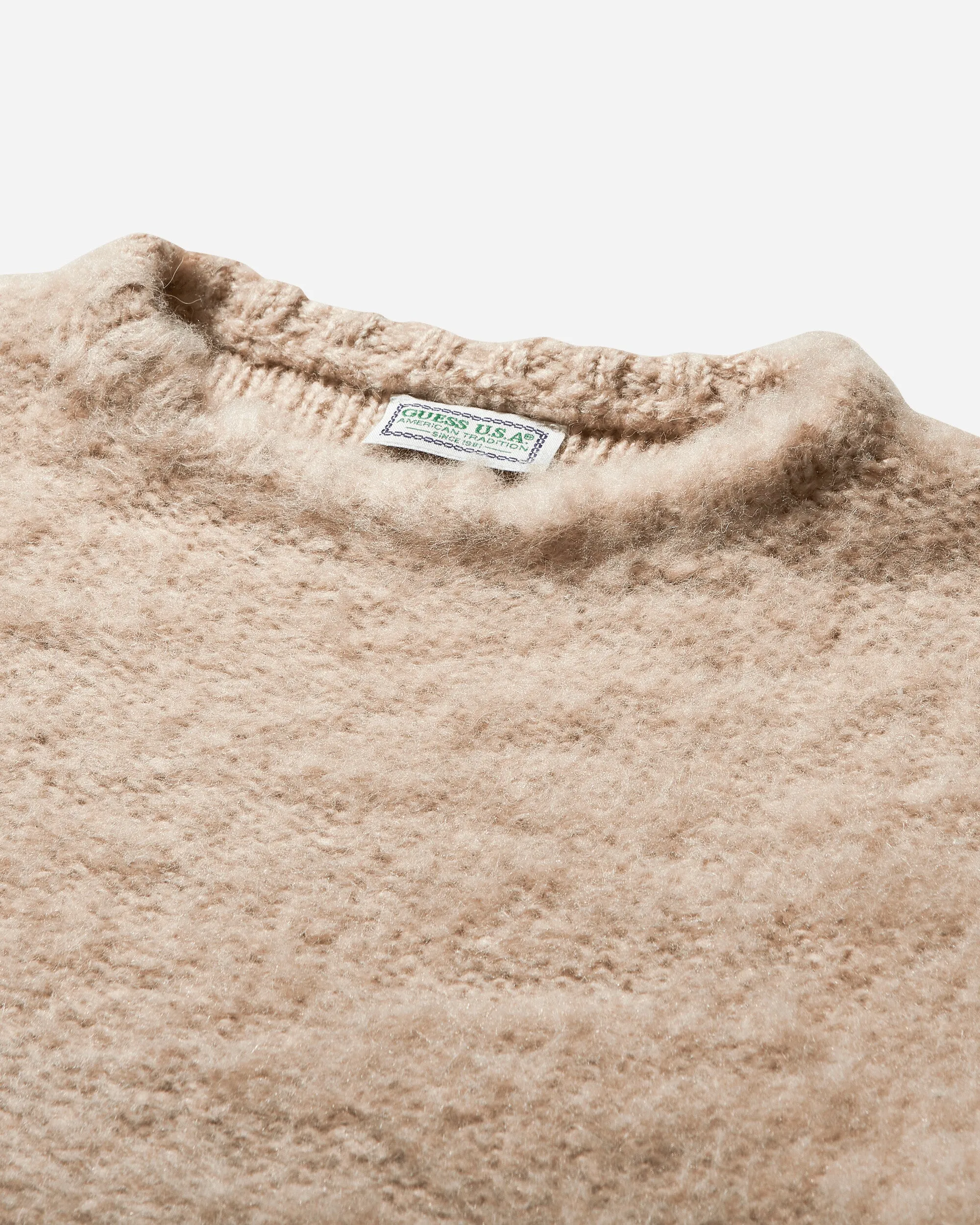 Women's Fuzzy Crewneck Sweater Oxford Tan